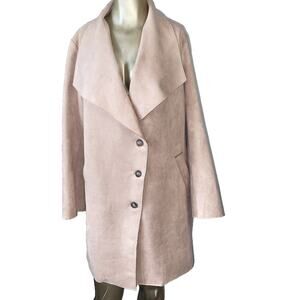 Blush Pink Large L Haute Monde Women Faux Suede Moto Jacket Missing Belt